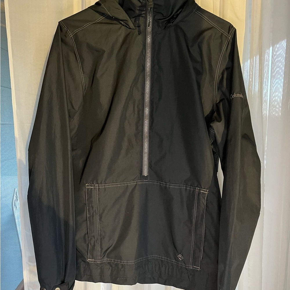 Navy Blue Columbia Women’s Pullover 1/2 Zip Windbreaker Jacket / Hood Medium